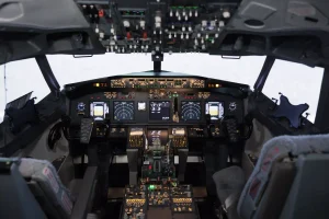 Empty commercial airplane cabin